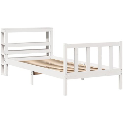 vidaXL Posteljni okvir z vzglavjem bel 90x200 cm trdna borovina, (21292236) Cene