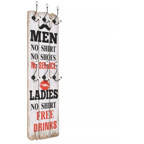 VidaXL Stenski obe&amp;scaron;alnik s 6 kljukicami 120x40 cm MEN LADIES Slike