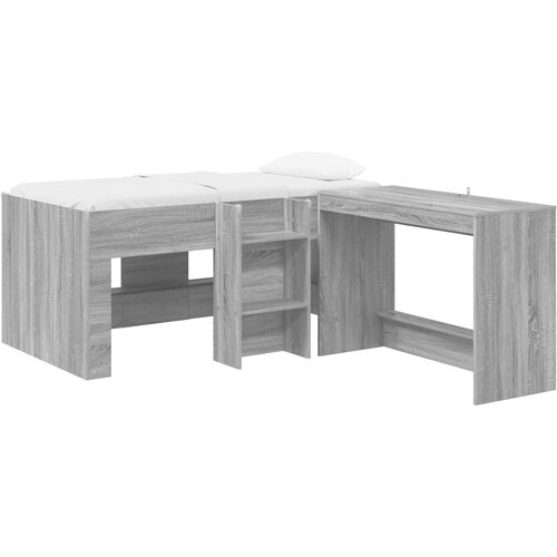  Krevet za djecu s visokim okvirom i stolom 2 kom. Siva Sonoma 80 x 160 cm Slike
