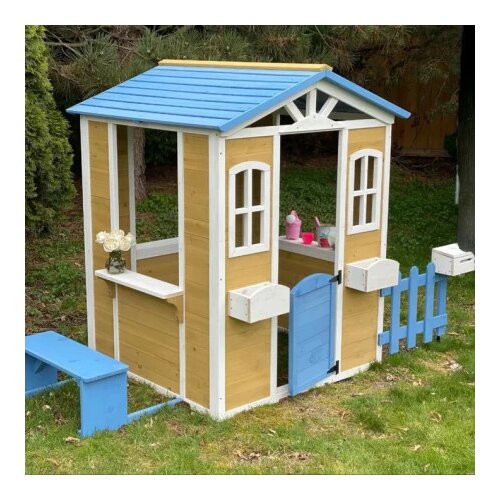 Kinder_Home dečija kućica, drvena, igra na otvorenom u dvorištu i bašti ( C351 ) Slike