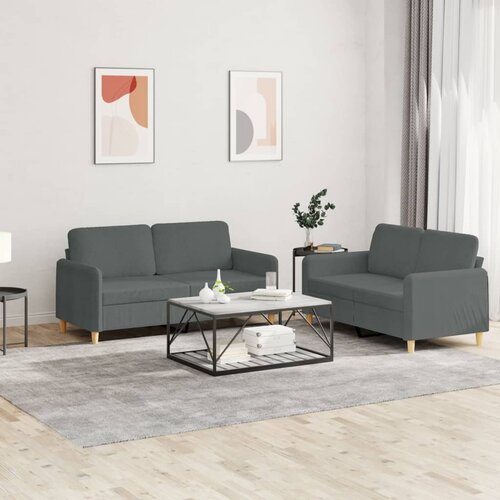 2-dijelni set sofa s jastucima tamnosivi od tkanine Cijene
