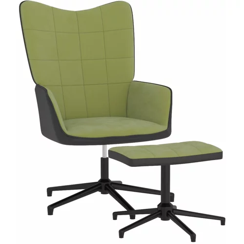 vidaXL stolica za opuštanje s osloncem za noge zelena od baršuna/PVC-a