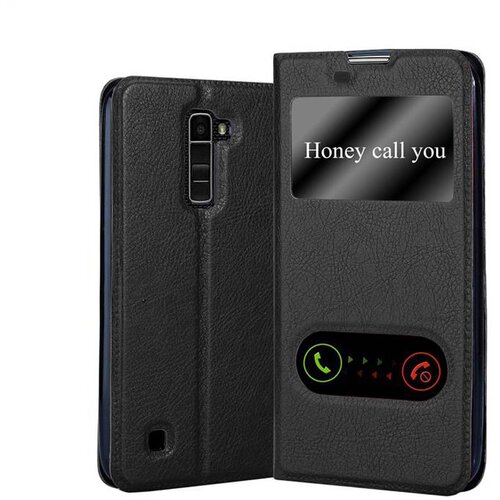 Cadorabo Ohi&scaron;je, združljivo z LG K10 2016 v črni komet - Za&scaron;čitni ovitek z magnetnim zapiranjem, stoječo funkcijo in 2 okencema za gledanje, (20558605) Cene