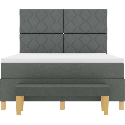 vidaXL Krevet s podnicom s madracem i klupom tamno sivi 140x200 cm tkanina Cijene