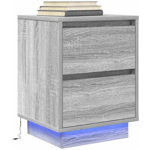 vidaXL Nočna omarica z LED svetili Grey Sonoma 38x34x50 cm Cene