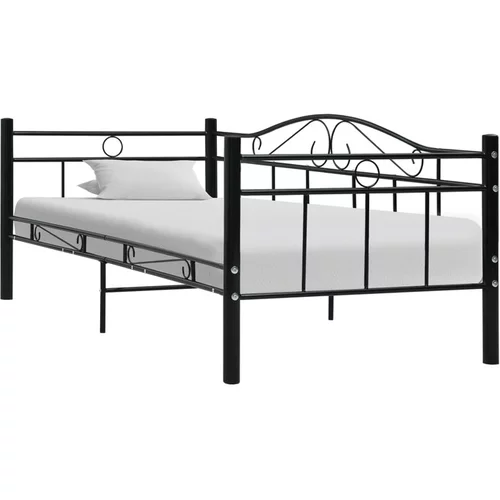  Posteljni okvir za dnevno posteljo črn kovinski 90x200 cm