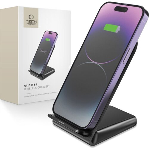 TECH-PROTECT QI15W-S2 BREZŽIČNI POLNILEC 15W ZA TELEFONE ČRN, (22069649) Cene