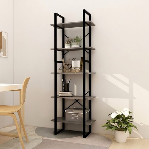 VidaXL ormarić za knjige s 5 razina sivi 60 x 30 x 175 cm od borovine Slike