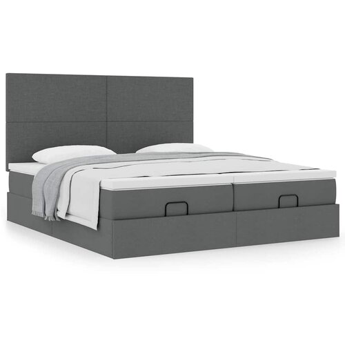vidaXL Otomanski posteljni okvir z vzmetnicami siv 160x200 cm blago Cene