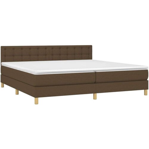  Krevet s oprugama i madracem tamnosmeđi 200x200 cm od tkanine Slike