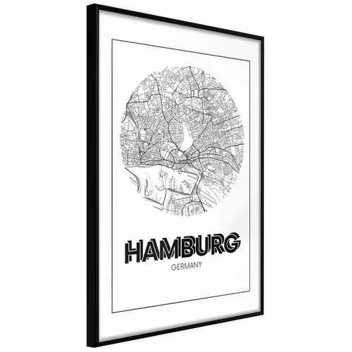  Poster - City Map: Hamburg (Round) 30x45