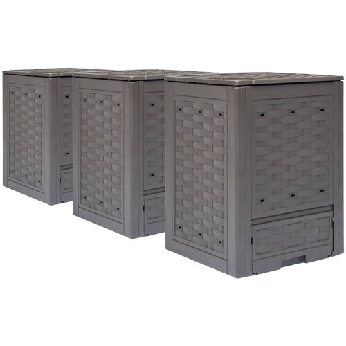 vidaXL Vrtni kompostnik 3 kosi rjave barve 60x60x83 cm 900 L Cene