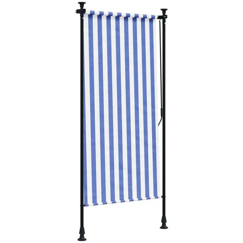  Vanjska roleta plavo-bijela 100 x 270 cm od tkanine i čelika Slike