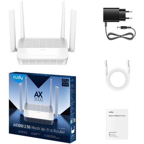 Cudy WR3000P AX3000 2.5G mesh wi-fi 6 poe router, 1.3 ghz dual-core cpu, 4-Stream dual-band wi-fi 6 Cene