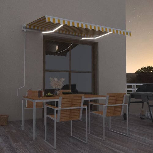  Avtomatska tenda LED + senzor 300x250 cm rumeno/bela Cene