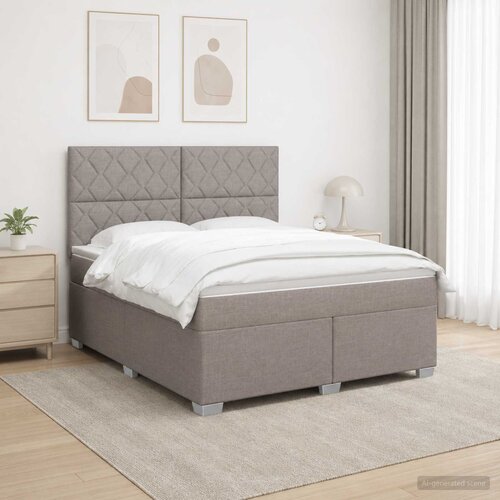  Boxspring krevet s madracem Sivosmeđa 160 x 200 cm Tkanina Smeđesiva 200 x 160 x 140.5 cm Cene