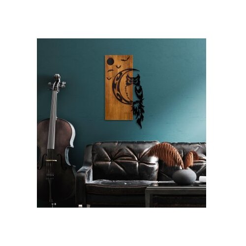 Wallxpert Zidna dekoracija Sova, 36x66x3 cm, Smeđa boja Slike