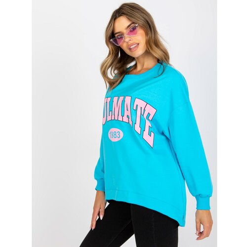 Fashion Hunters Blue and pink wide sweatshirt without a hood with long sleeves Slike