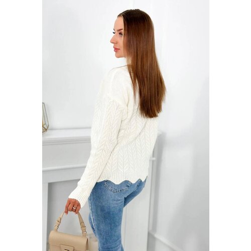 Kesi Sweater with decorative ruffle ecru Cene