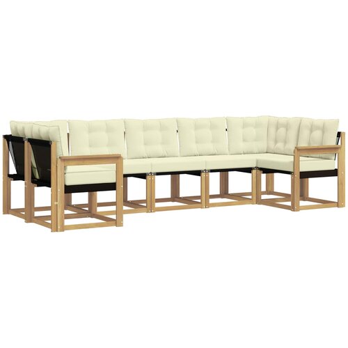 vidaXL Zunanja garnitura za sedenje z blazino 7 pcs Bela in krem, (5000281390) Cene