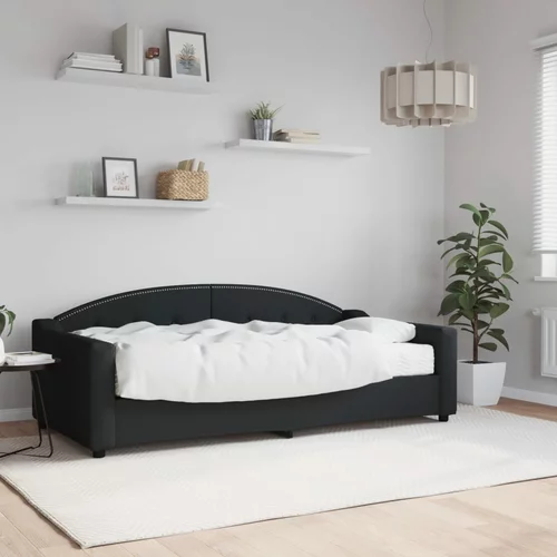  Dnevni krevet s madracem crni 90 x 190 cm od tkanine