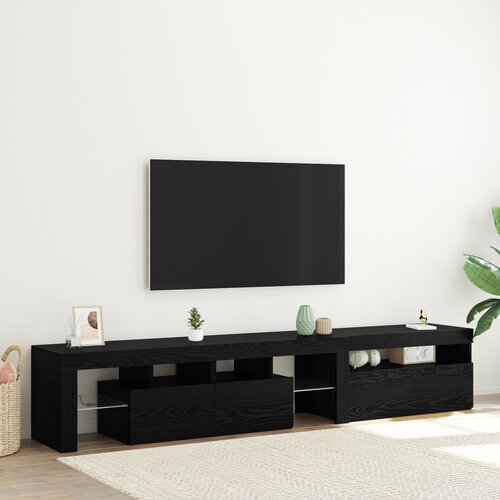 vidaXL TV ormarići 2 kom. s LED svjetlima Crni hrast Konstruirano drvo, TV Stalak s LED svjetlima - Crni hrast - 75x35x40 cm - Napravljen od konstruiranog drva Cijene