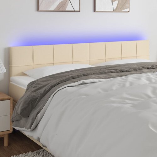 The Living Store led posteljno vzglavje krem 200x5x78/88 cm blago - led vzglavje, (21418824) Slike