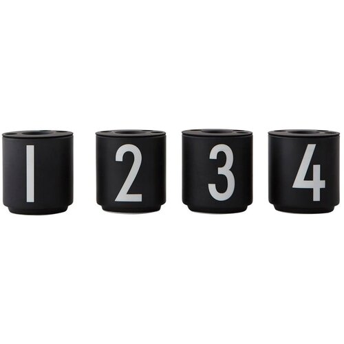 Design Letters Komplet 4 črnih porcelanastih svečnikov Design Letters Mini Cene