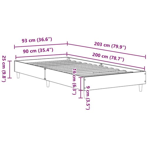  Krevetna konstrukcija Siva Sonoma 203 x 93 x 25 cm Slike