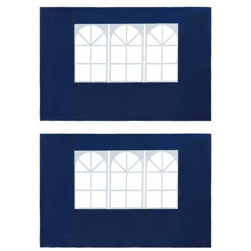 Stranice za šotor za zabave 2 kosa z okni PE modre barve, (20611028)