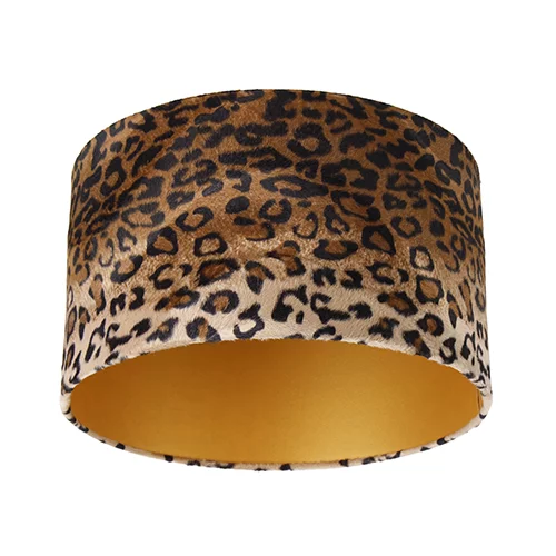 QAZQA Velur senčnik leopard dizajn 35/35/20 zlato v notranjosti