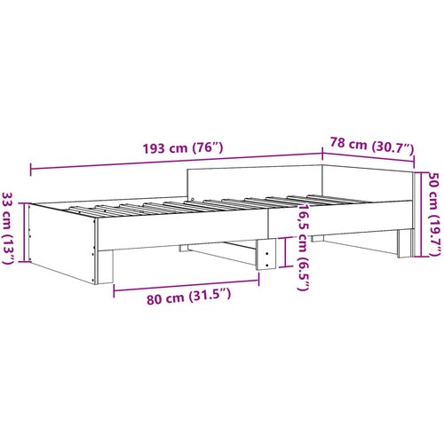  Okvir kreveta bez madraca smeđa boja hrasta 75x190 cm drveni Slike