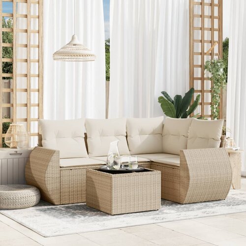 vidaXL 5-dijelni vrtni set sofa s jastucima bež od poliratana Cijene