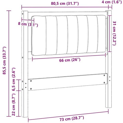 VidaXL tapecirani uzglavlje smeđa 75 cm masivni bor i tkanina Slike
