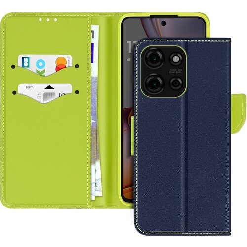 AVIZAR Ohišje za Motorola Moto G75 Wallet Leather Saffiano Fancy, Modra noč, (5000010501) Cene
