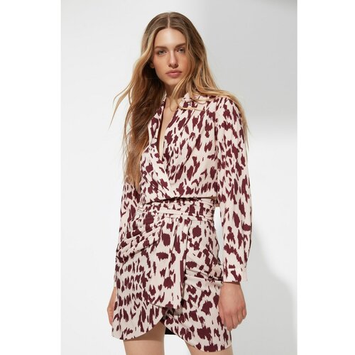 Trendyol x sagaza studio multicolored leopard print knitted skirt Slike