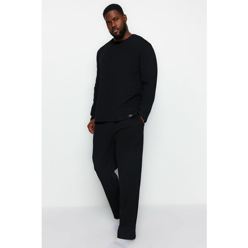 Trendyol Plus Size Pajama Set - Black - Plain Slike