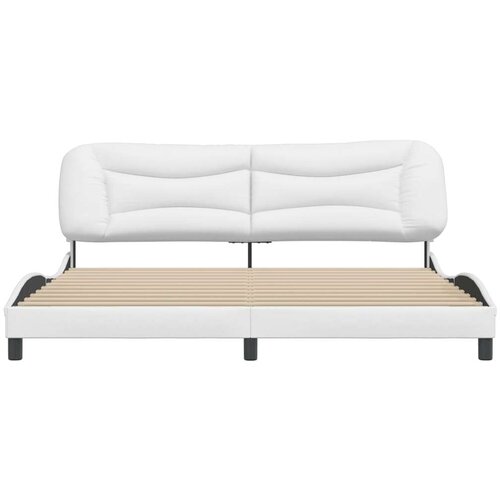  Okvir za krevet s uzglavljem bijeli 200x200 cm od umjetne kože Slike