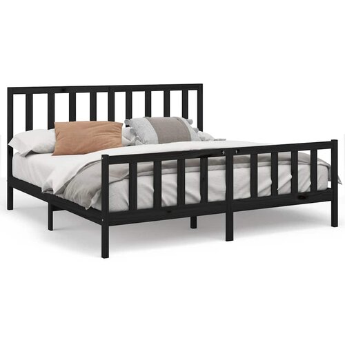  Okvir za krevet od masivne borovine crni 200 x 200 cm Slike