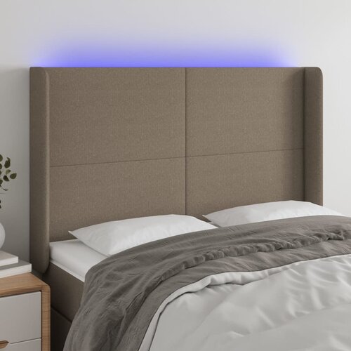 VidaXL LED posteljno vzglavje taupe 147x16x118/128 cm blago Slike