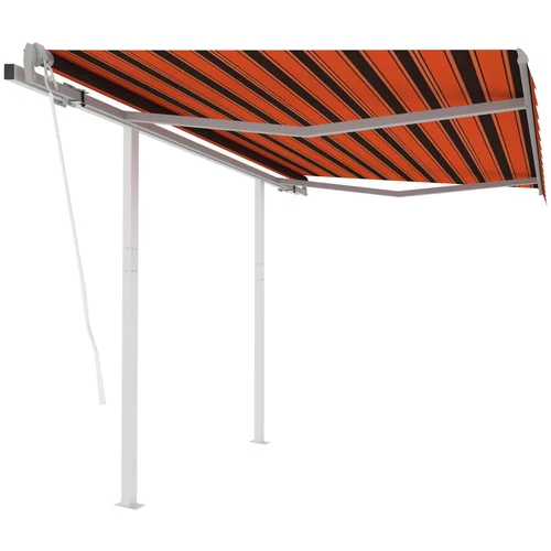 vidaXL Avtomatsko zložljiva tenda s stebrički 3x2,5 m oranžna in rjava