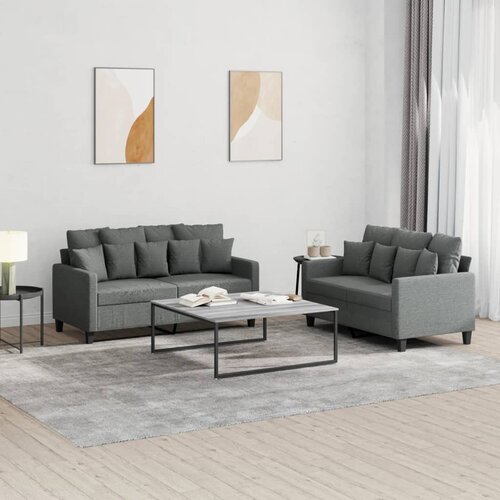  2-dijelni set sofa s jastucima tamnosivi od tkanine Slike
