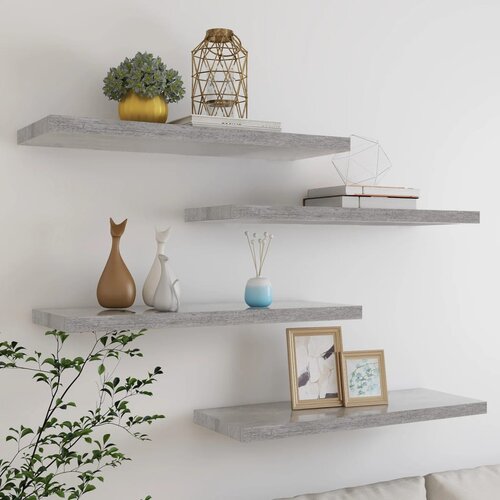 VidaXL plutajuće zidne police 4 kom boja betona 80 x 23,5 x 3,8 cm MDF Slike