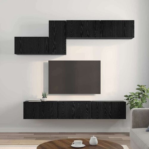  Komplet TV omaric 7 pcs Črni hrast 60 x 30 x 30 cm Slike