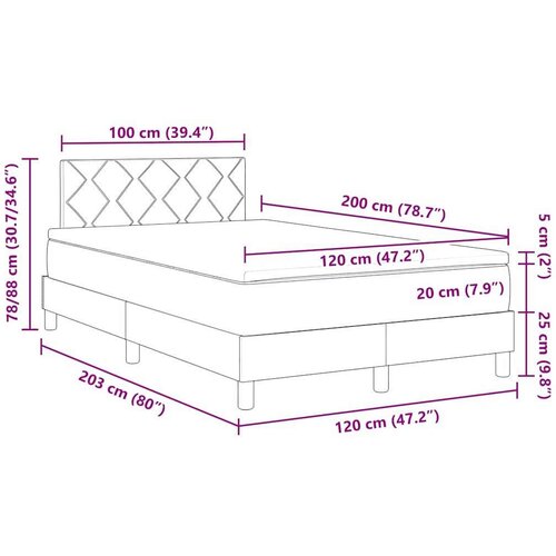  Krevet s box springom s madracem i LED krem 120x200 cm tkanina Slike