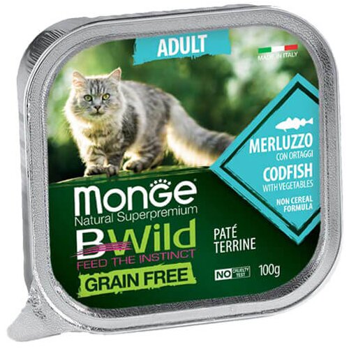 Monge bwild grain free adult cat codfish - pa&scaron;teta sa bakalarom i povrćem (100g) Cene