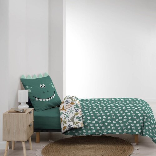 Douceur d int&amp;eacute;rieur Bijela/zelena pamučna dječja posteljina za krevet za jednu osobu 140x200 cm Dina &amp;ndash; Slike
