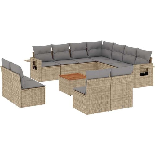 12-dijelni set vrtnih sofa od poliratana s jastucima bež Slike