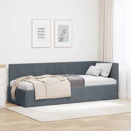 vidaXL Kutni okvir kreveta s uzglavljem Tamno siva 80 x 200 cm Baršun Cene