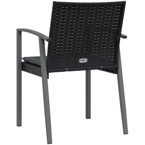  Vrtne stolice s jastucima 2 kom crne 56,5x57x83 cm poliratan Slike